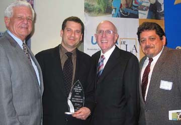(L-R) UCLA Chancellor Albert Carnesale, CSRC Director Chon A. Noriega, Self-Help Graphics Director Tomas Benitez