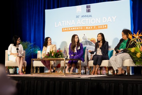 Dr. Youhalli Anaya (second from right) speaks on a maternal health and women's health equity panel at HOPE's Latina Action Day. Photo courtesy of HOPE.