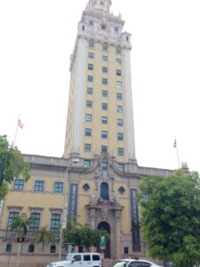 Photo of the Freedom Tower in downtown Miami, a tall building with a decorative tower.