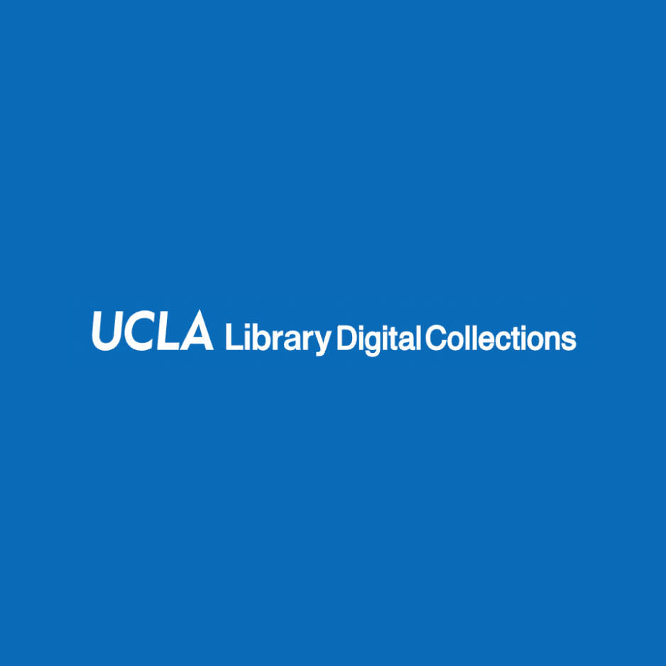 UCLA Library Digital Collections logo in white lettering on a solid blue background. 